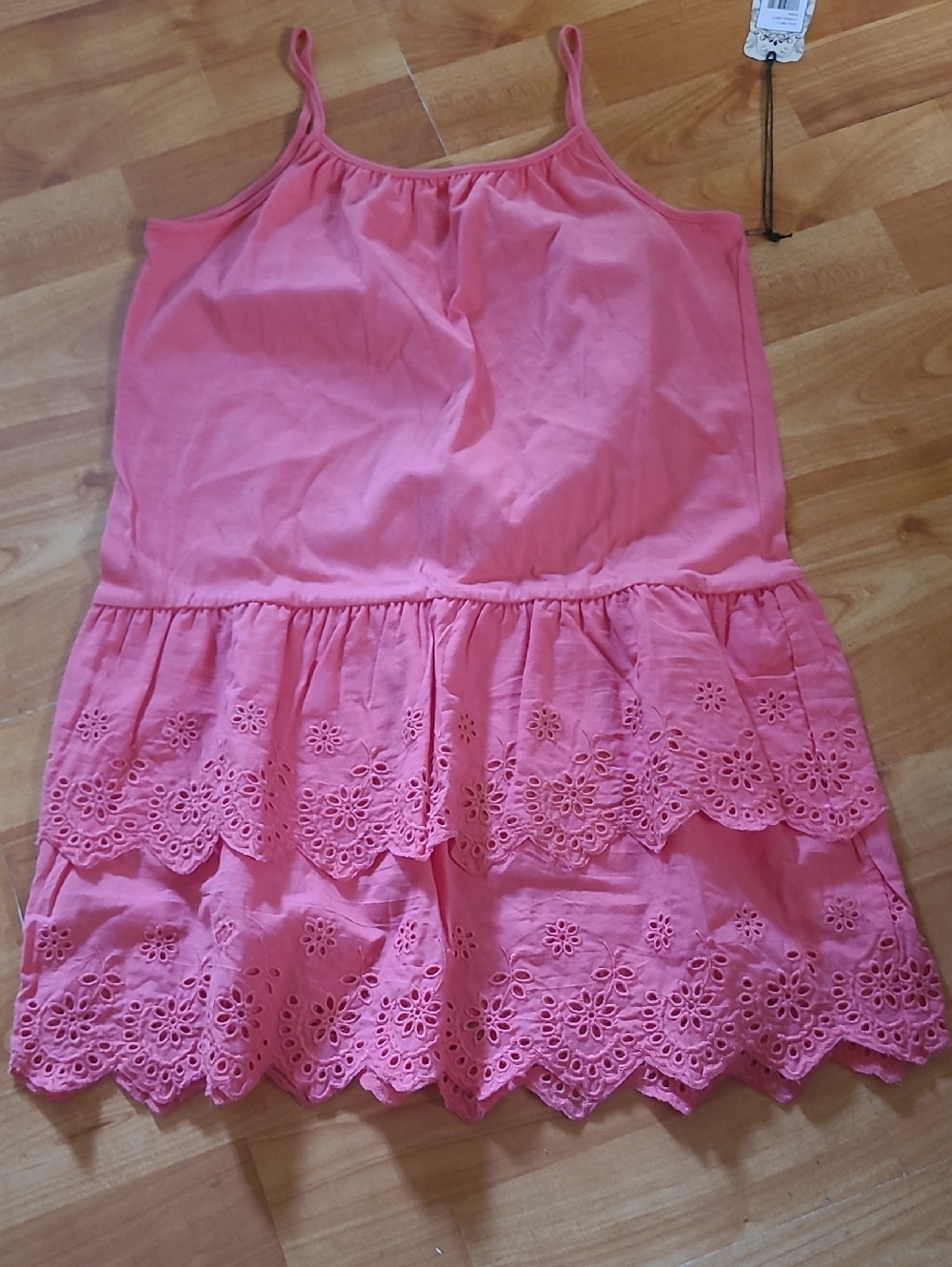 Shyanne Coral Pink Tank Dress with Eyelet Detail